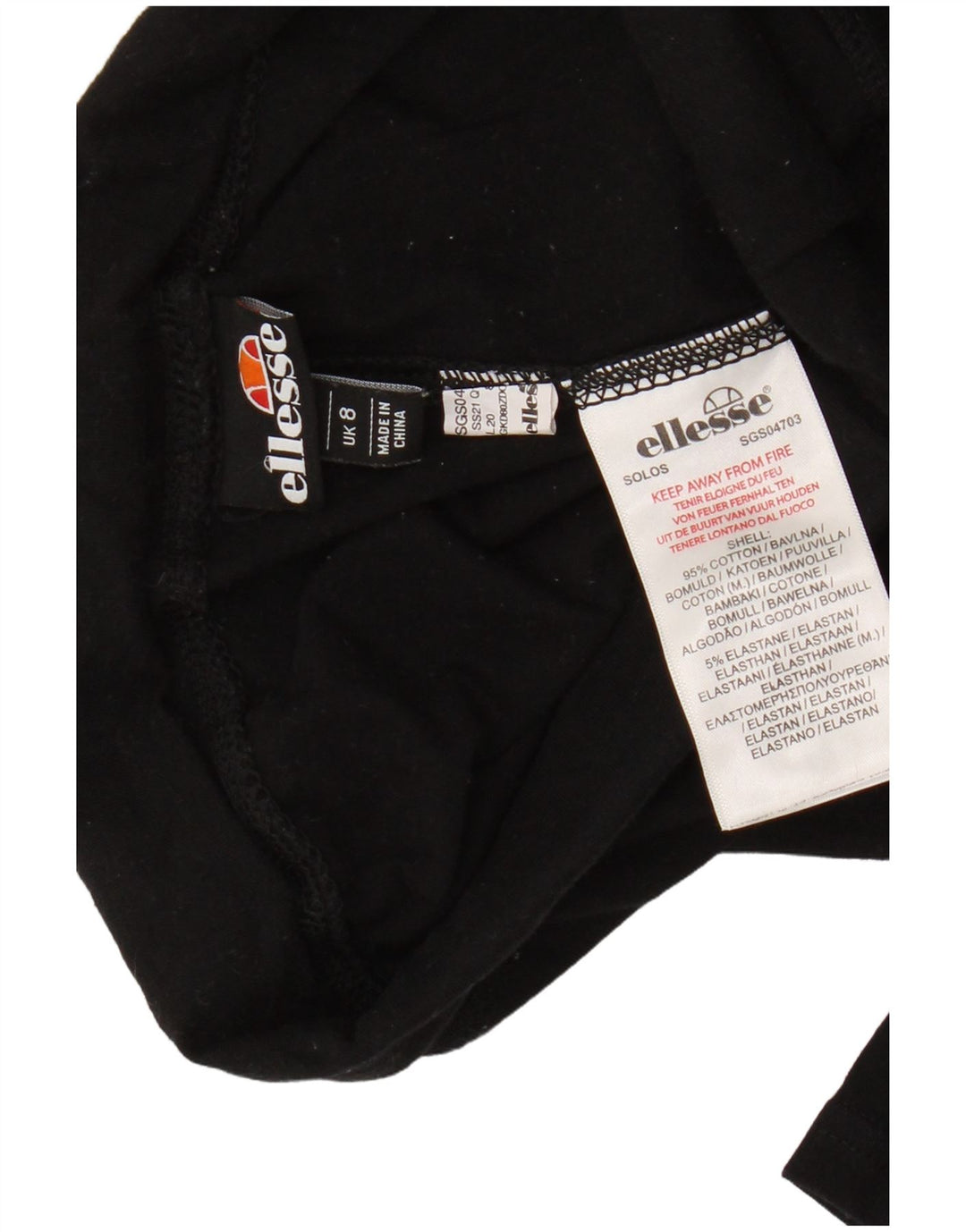 Ellesse Womens Grafiske Leggings UK 8 Small Black Bomuld