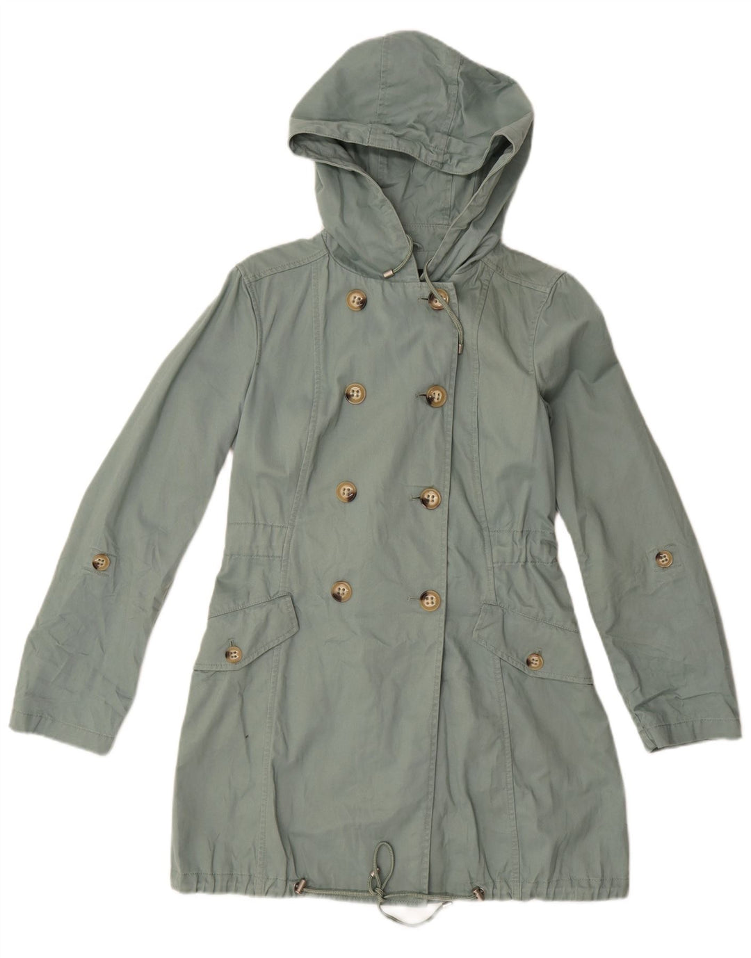 Benetton Dame Hooded Parka Jacket IT 42 Medium Green Bomuld