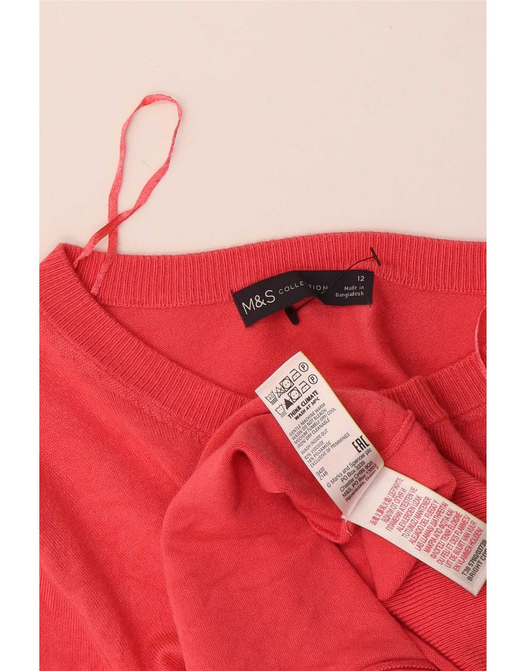 Marks & Spencer Womens Crop Cardigan Sweater UK 12 Medium Pink Viscose