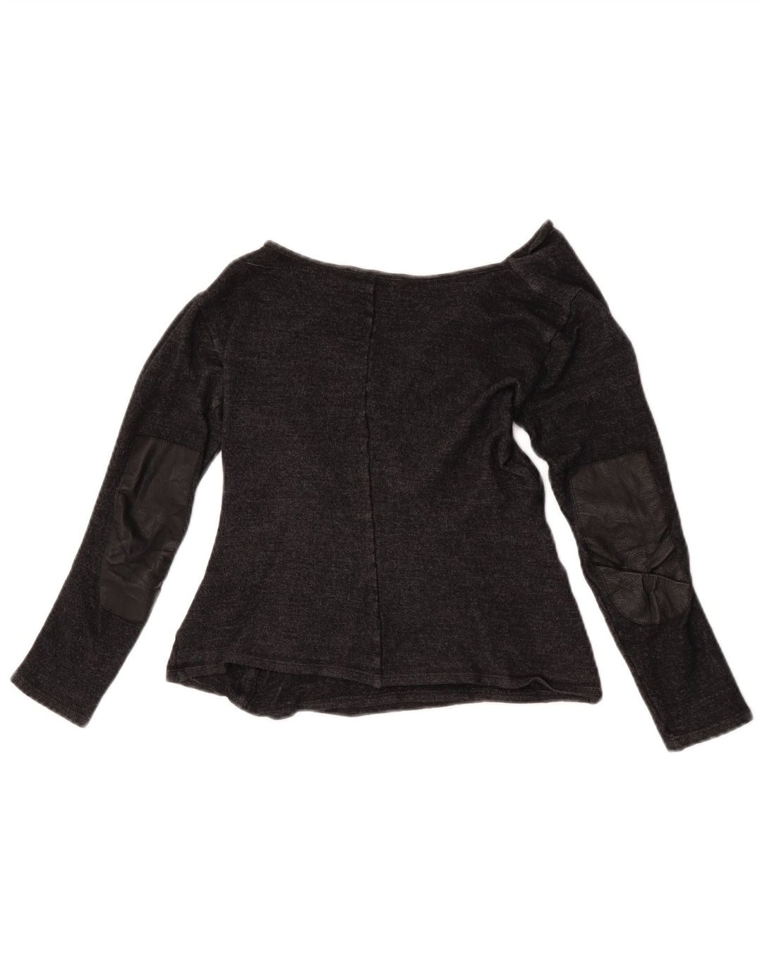 Max Mara Dame Crop Langærmet Bluse Top UK 10 Lille Grå Uld