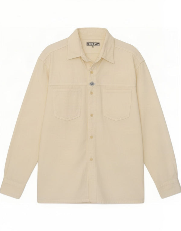 Replay Herre Corduroy skjorte Medium Off White