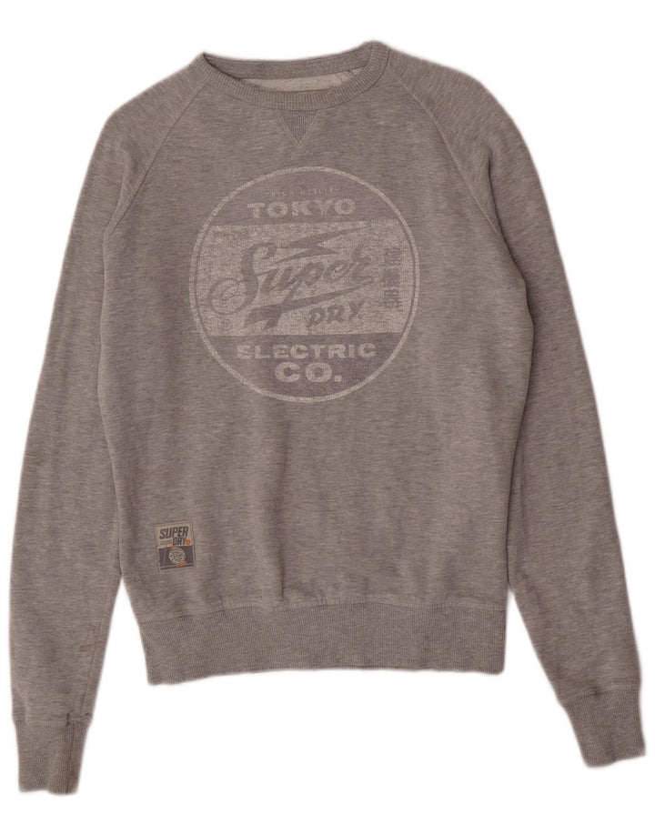 Superdry grafisk sweatshirt til mænd, lille grå flækket bomuld