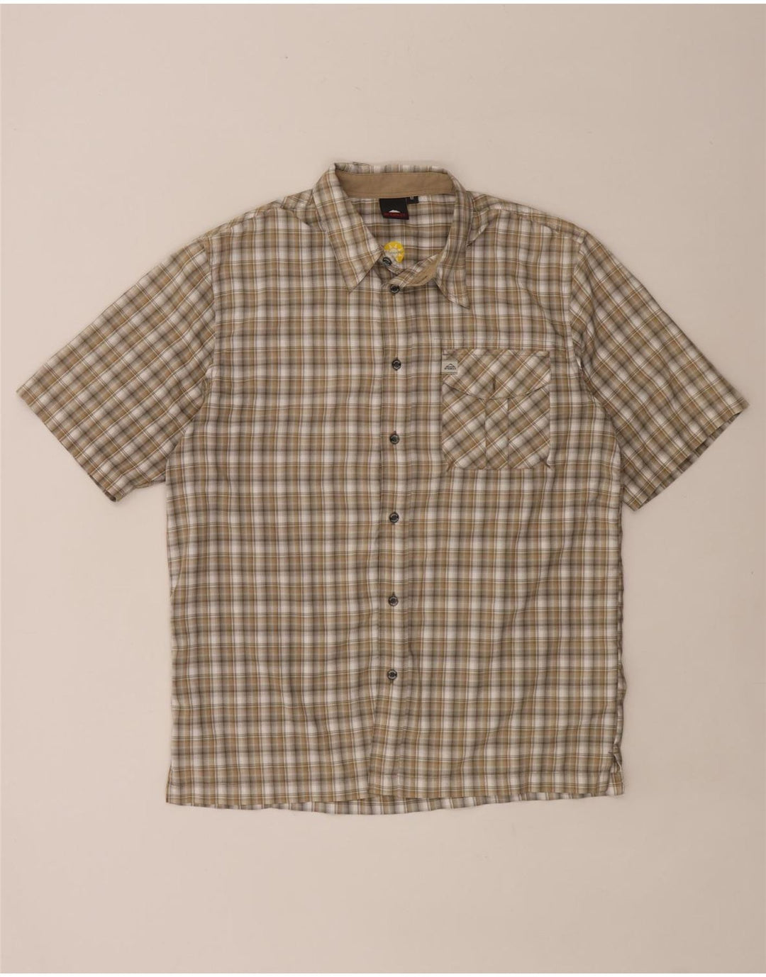 MC Kinley Kortærmet Herreskjorte Medium Khaki Ternet polyester