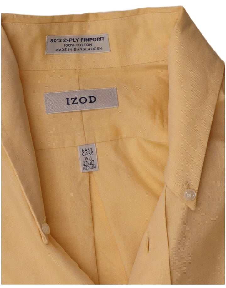 IZOD Mens Easy Care Shirt Size 15 1/2 Medium Yellow Cotton