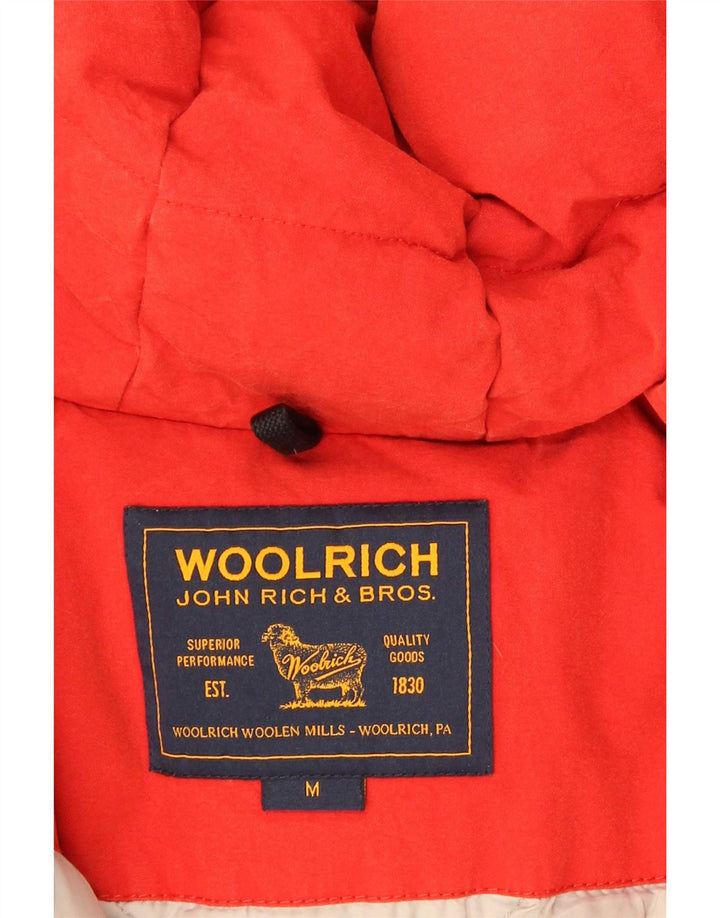 Woolrich Polstret hættejakke til kvinder UK 14 Medium rød bomuld