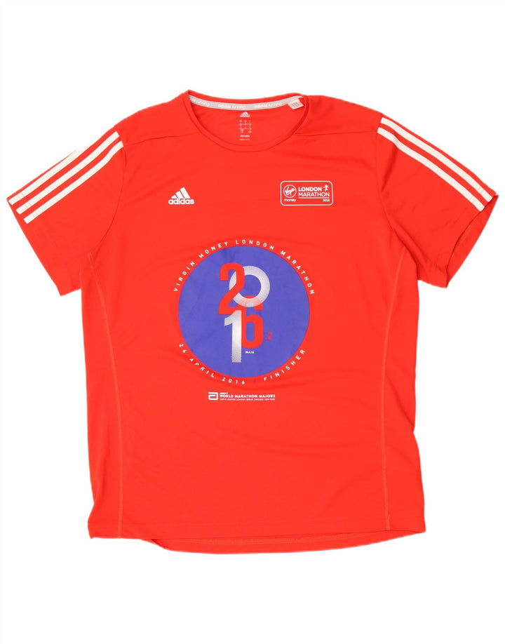 Adidas Herre Climalite Grafisk T-Shirt Top Stor Rød Polyester