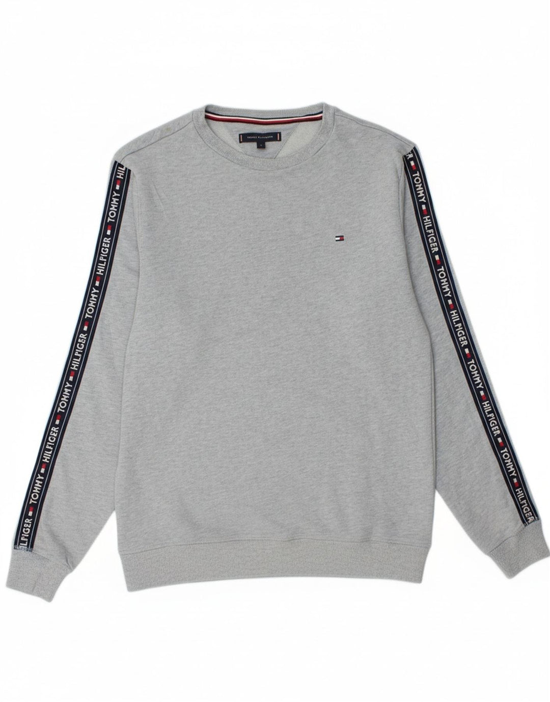 TOMMY HILFIGER Mens Graphic Sweatshirt Jumper Large Grey Cotton