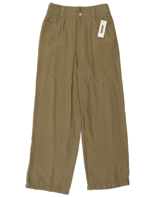 Dkny Dame Højtaljede Loose Fit Casual Bukser US 4 Small W26 L31 Grøn