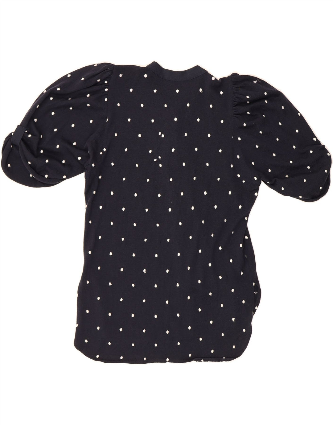 RENZO Womens Short Sleeve Shirt Blouse EU 40 Medium Navy Blue Polka Dot Vintage Renzo and Second-Hand Renzo from Messina Hembry 