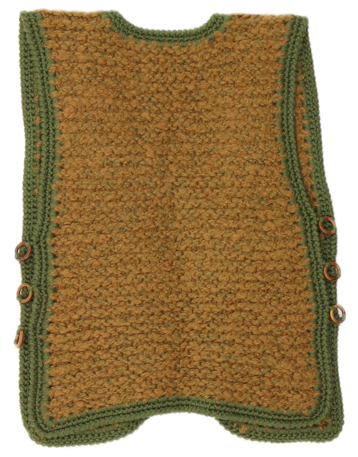 Vintage Dame Ærmeløs Åben Cardigan Sweater UK 10 Lille Brun