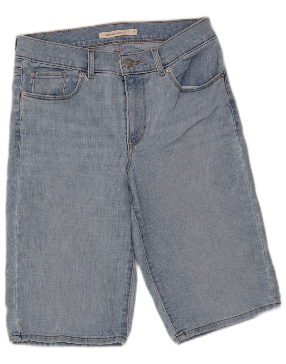 LEVI'S Dame Denim Bermuda Shorts W27 Små Blå Bomuld