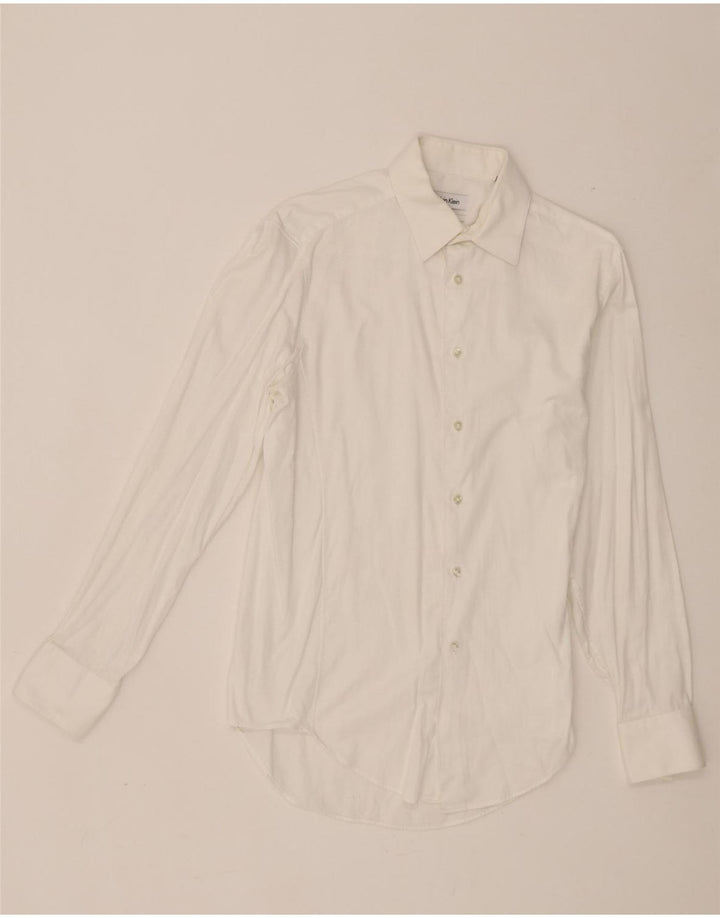 Calvin Klein Herre Slim Fit Skjorte Størrelse 15 Medium Hvid Bomuld