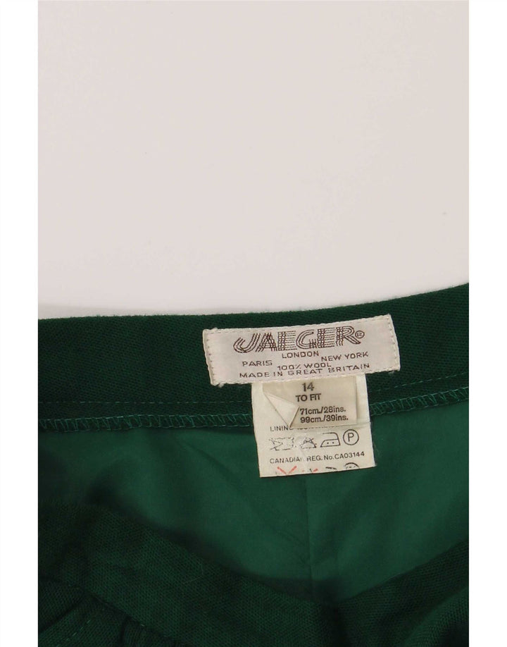 Jaeger Dame A-Line nederdel UK 14 Medium W26 Grøn uld