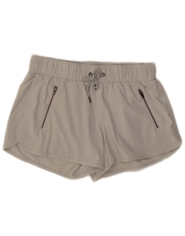 ATHLETA sportsshorts til kvinder UK 10 små grå nålestribet polyester