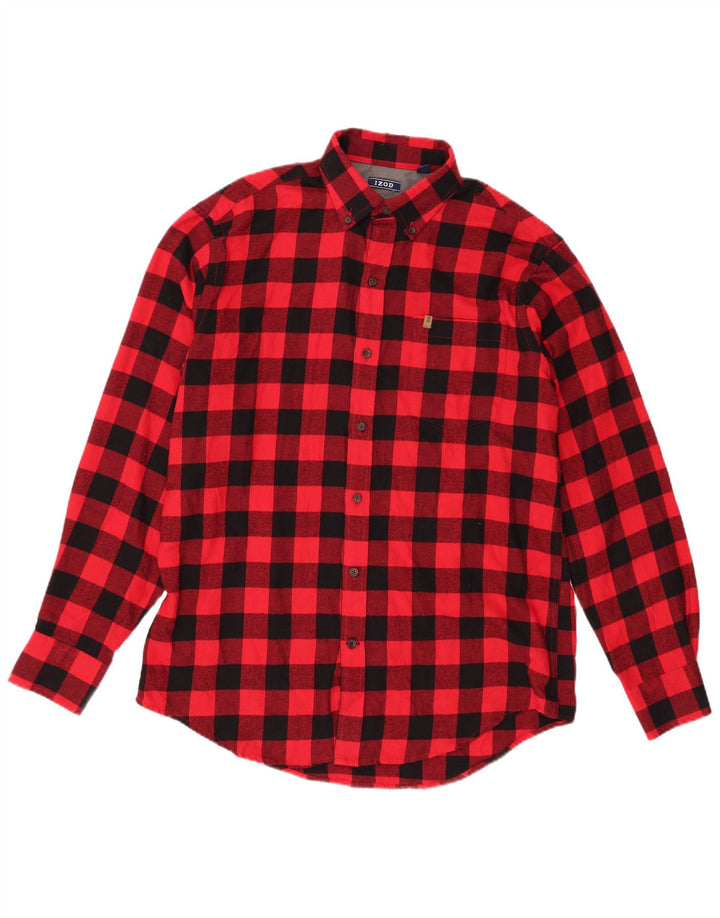 Izod Flanelskjorte til mænd Medium rød ternet bomuld