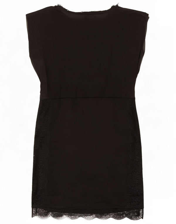 Zara Dame Ærmeløs Basic Kjole UK 14 Medium Sort Polyester
