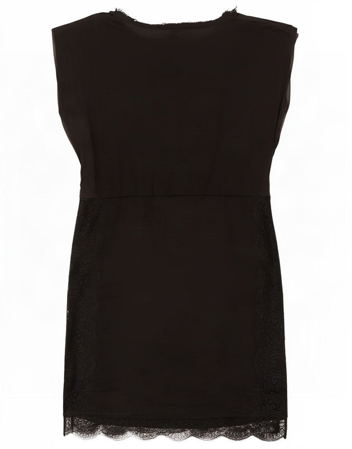 Zara Dame Ærmeløs Basic Kjole UK 14 Medium Sort Polyester