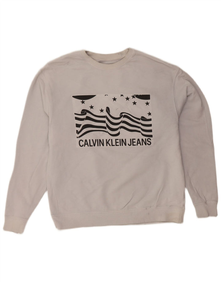 CALVIN KLEIN JEANS Grafisk sweatshirt til mænd, lille grå bomuld