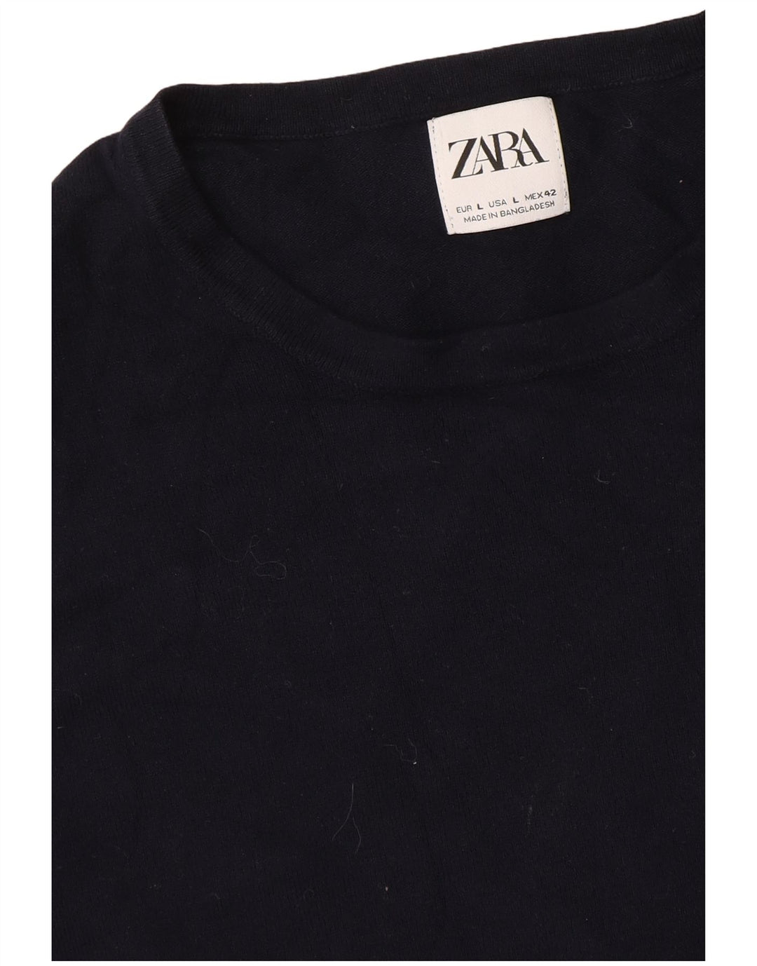 Zara Herre Crew Neck Jumper Sweater Large Navy Blue
