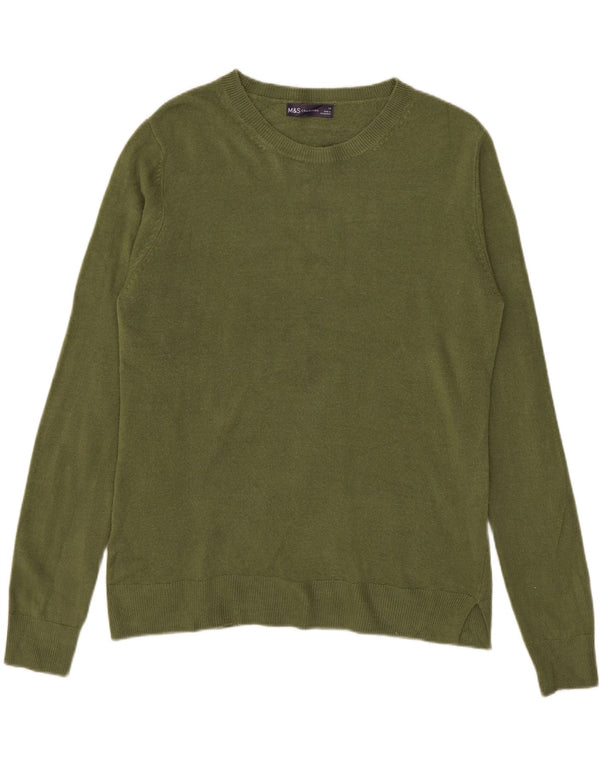 Marks & Spencer Womens Boat Neck Jumper Sweater UK 14 Medium  Green Acrylic