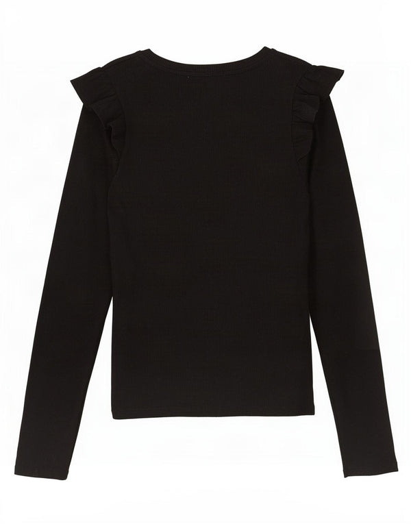 Zara Dame Trafaluc Top Langærmet UK 12 Medium Sort