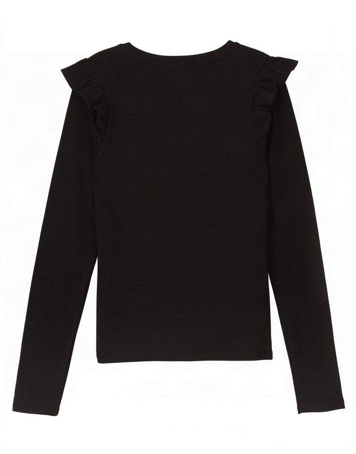 Zara Dame Trafaluc Top Langærmet UK 12 Medium Sort