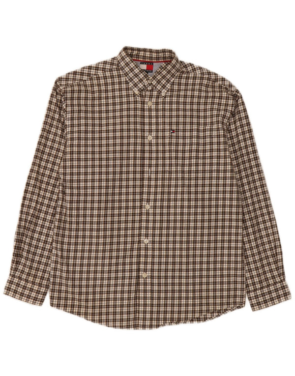 Tommy Hilfiger drenge flannelskjorte 13-14 år Stor brun ternet bomuld