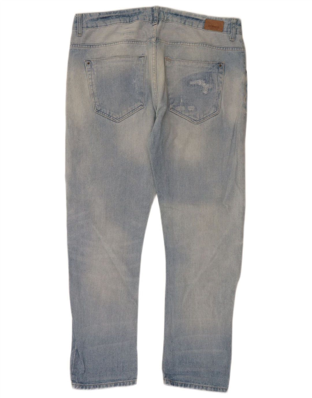 Zara Dame Distressed Straight Jeans EU 42 Large W32 L29 Blå Bomuld