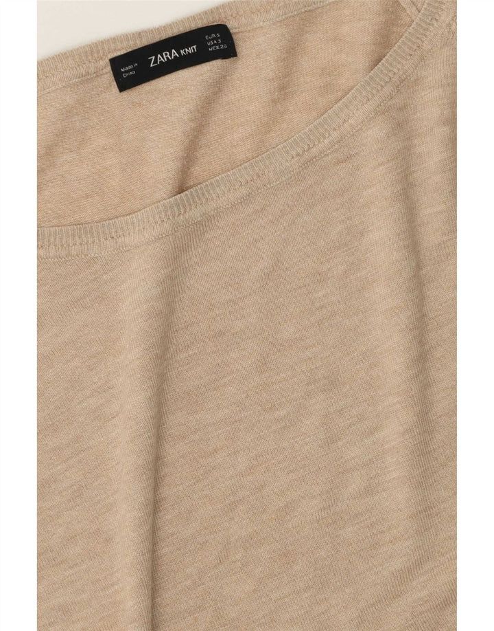 Zara Dame Oversized Boat Neck Jumper Sweater UK 10 Small Beige