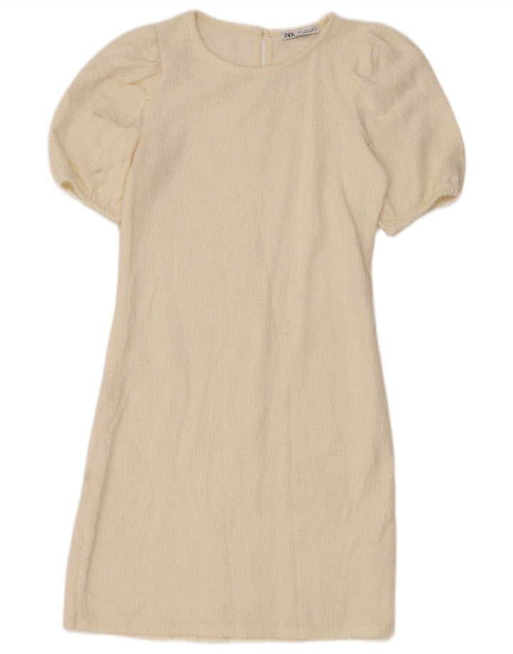 Zara Womens Sheath Dress UK 8 Small White Bomuld