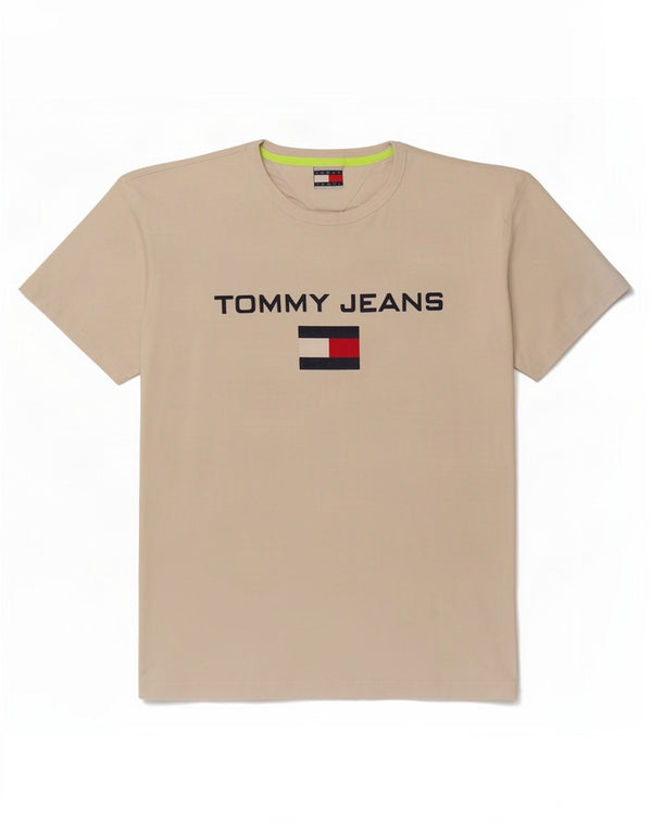 Tommy Hilfiger Herre grafisk T-shirt Top Medium Beige Bomuld