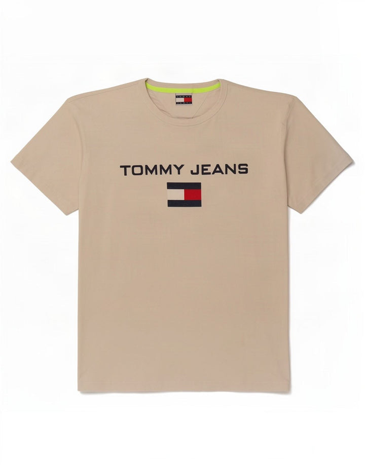 Tommy Hilfiger Herre grafisk T-shirt Top Medium Beige Bomuld