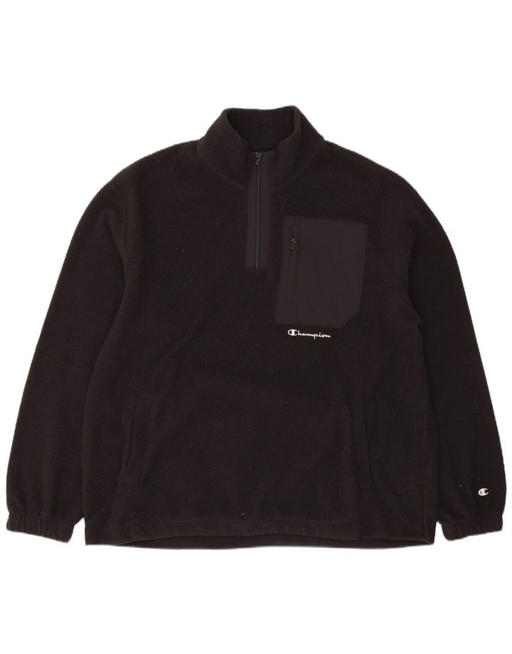 Champion herre lynlås-hals fleece jumper stor sort polyester