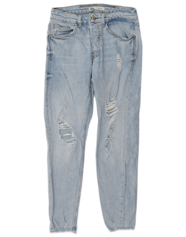 Zara Herre Distressed Slim Jeans EU 38 Small W30 L27 Blue