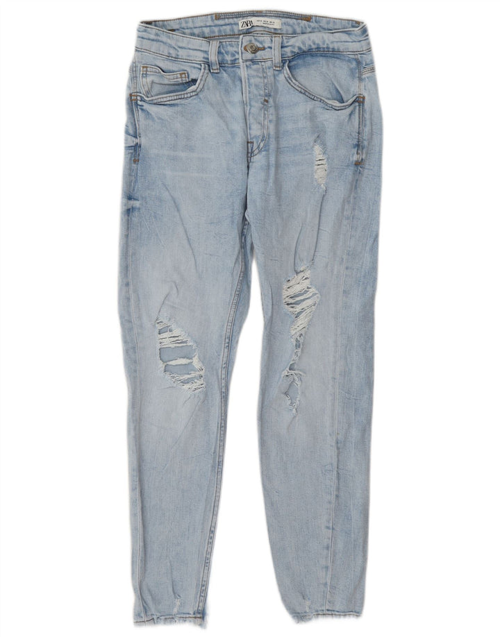Zara Herre Distressed Slim Jeans EU 38 Small W30 L27 Blue