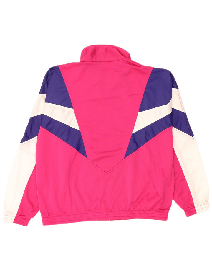 Ellesse Womens træningsdragt topjakke UK 14 Medium Pink Colourblock Retro