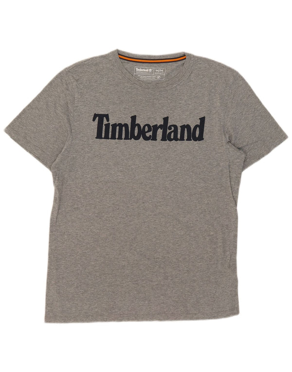 Timberland Herre Regular Fit grafisk T-shirt top mellemgrå bomuld