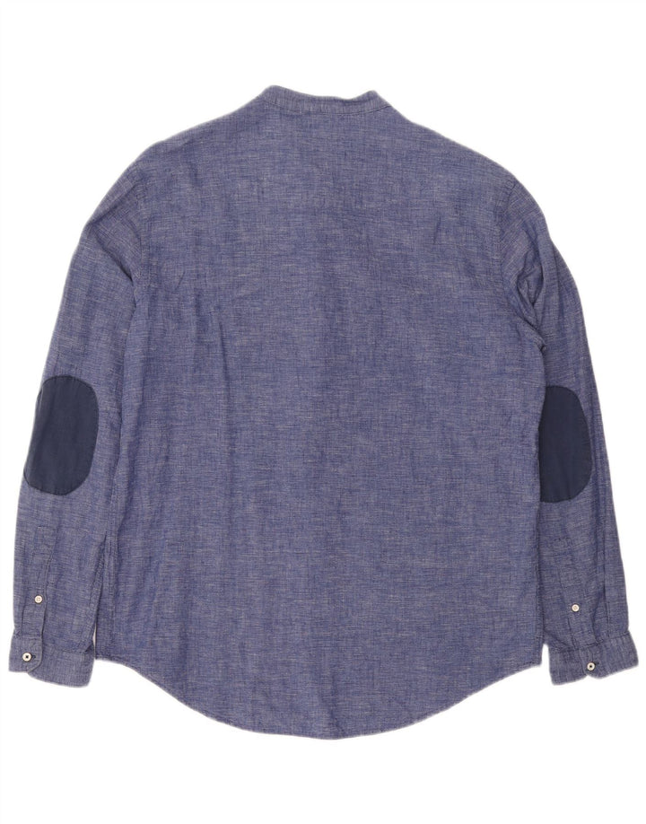 Zara Herre Super Slim Fit Pullover Shirt XL Blå Bomuld