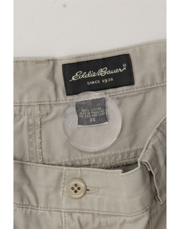 EDDIE BAUER Herre Cargo Shorts W34 Large Grå Bomuld