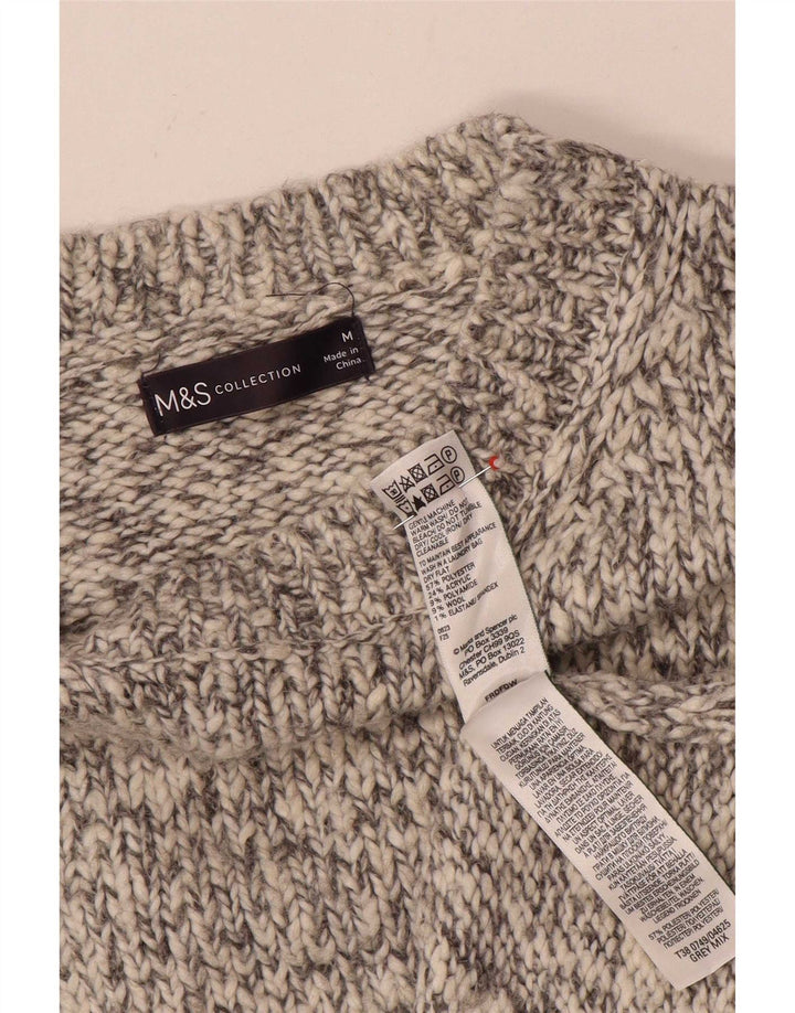 Marks & Spencer Dame Boat Neck Jumper Sweater UK 14 Medium Grey Flecked