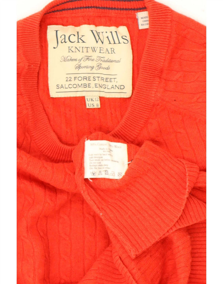 Jack Wills Dame Boat Neck Jumper Sweater UK 12 Medium Rød Bomuld