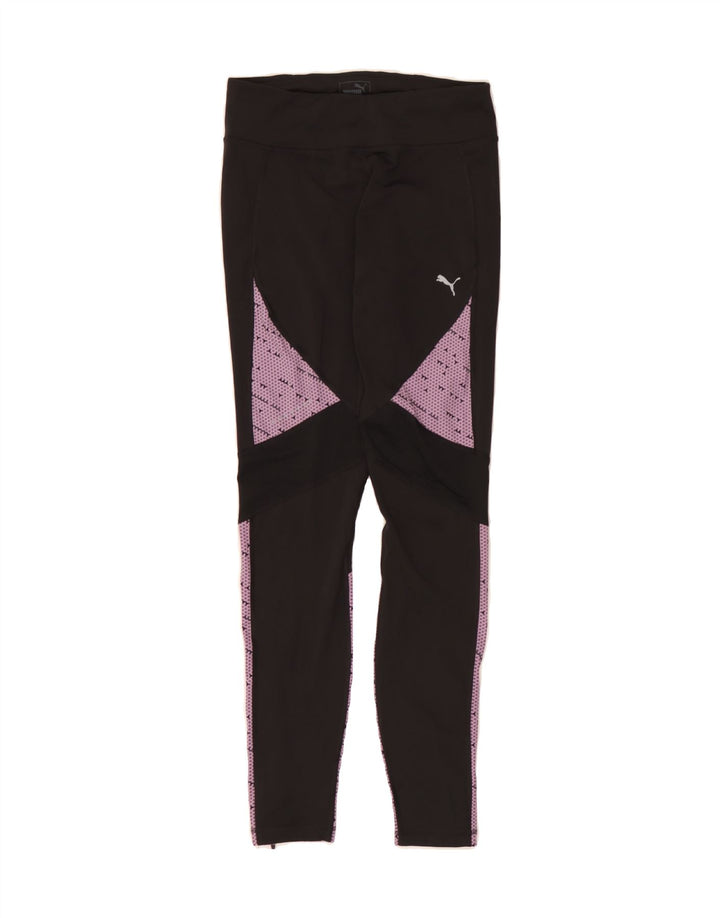 PUMA Womens Leggings UK 12 Medium Black Colourblock Polyester Vintage Puma and Second-Hand Puma from Messina Hembry 