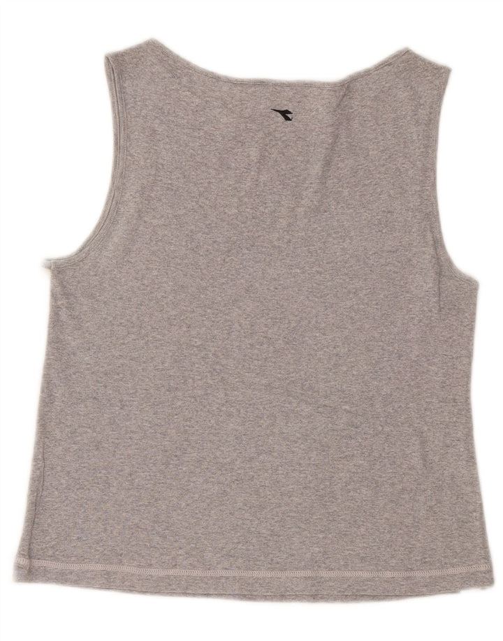 DIADORA Womens Crop Vest Top UK 10 Small Grey Colourblock