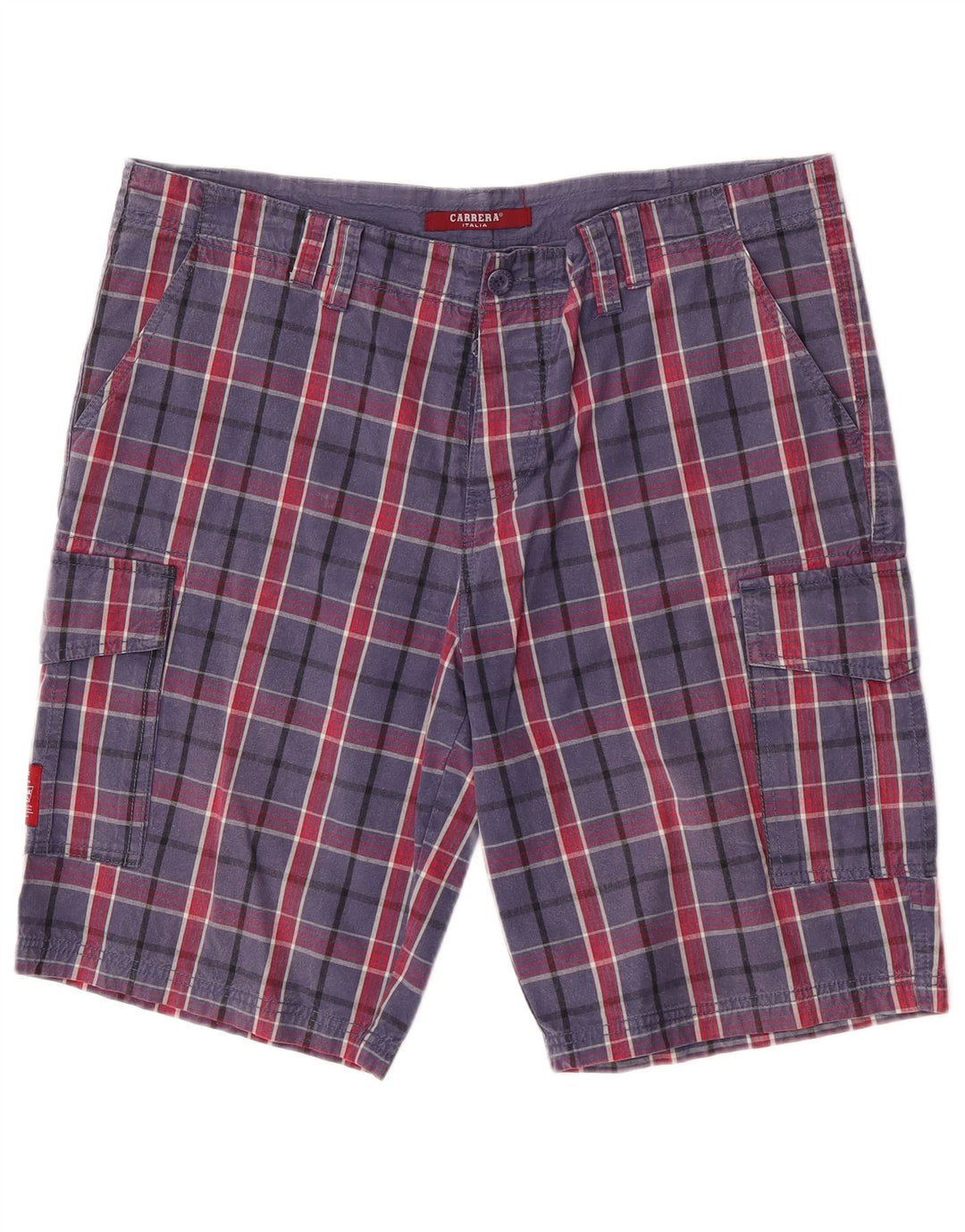Carrera Herre Cargo Shorts W38 XL Blå Ternet Bomuld