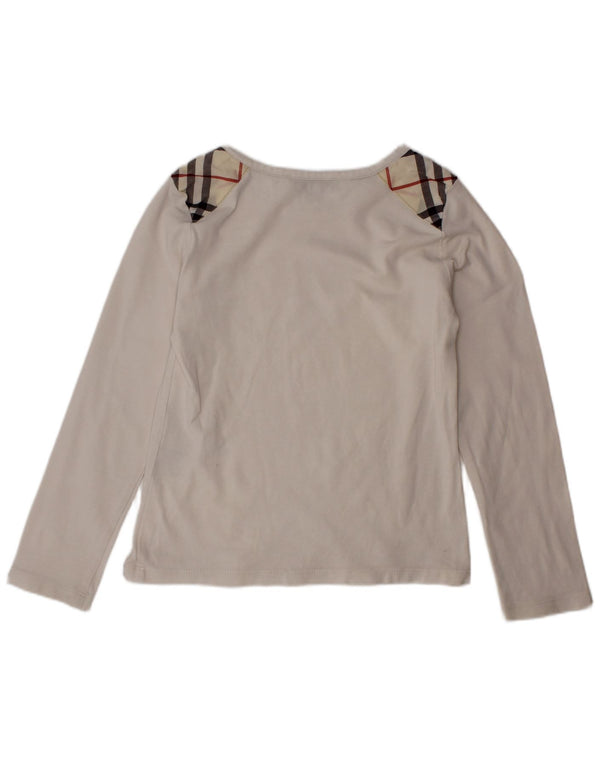 BURBERRY Girl Top Langærmet 5-6 År Hvid Ternet