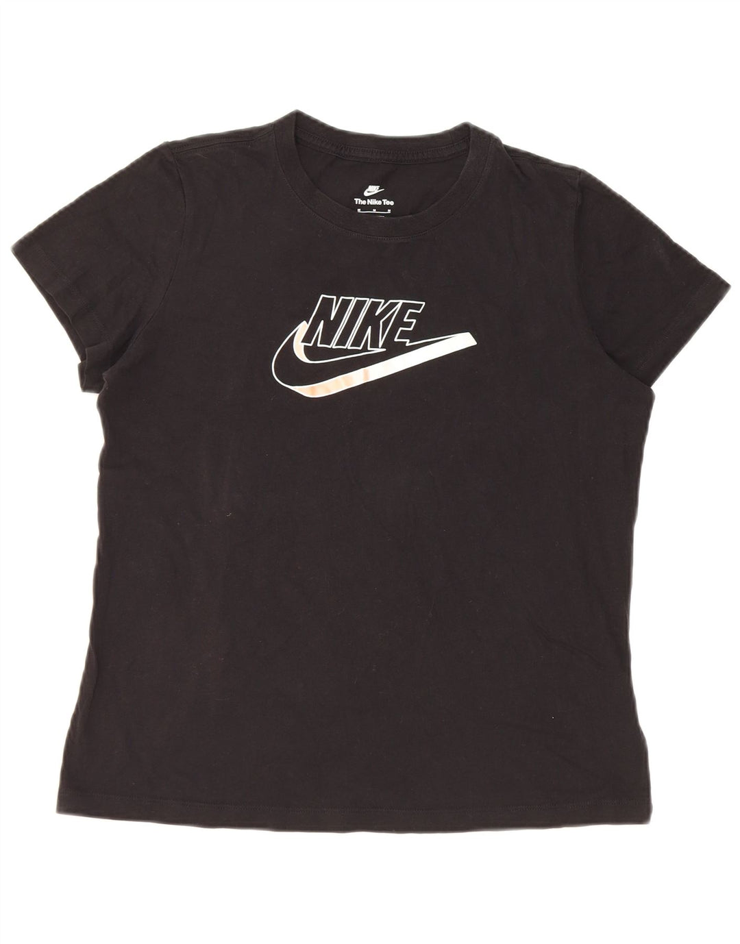 Nike Grafisk T-Shirt Top UK 14 Medium Sort Bomuld
