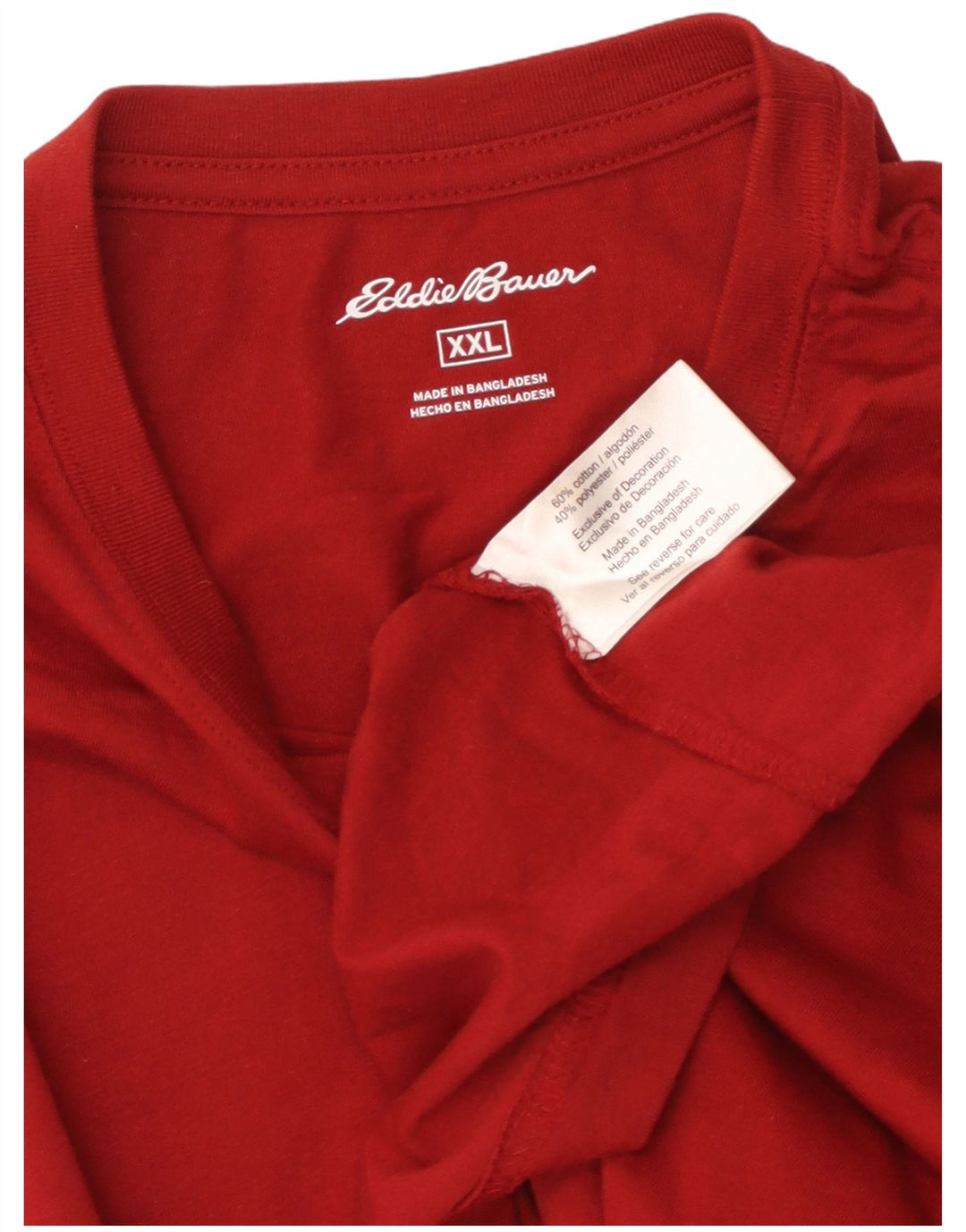 EDDIE BAUER Herre T-Shirt Top 2XL Rød Bomuld