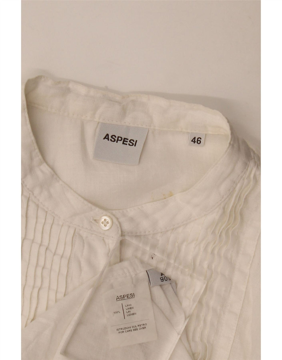 Aspesi Dame Smoking Skjorte IT 46 Stor Hvid Linned