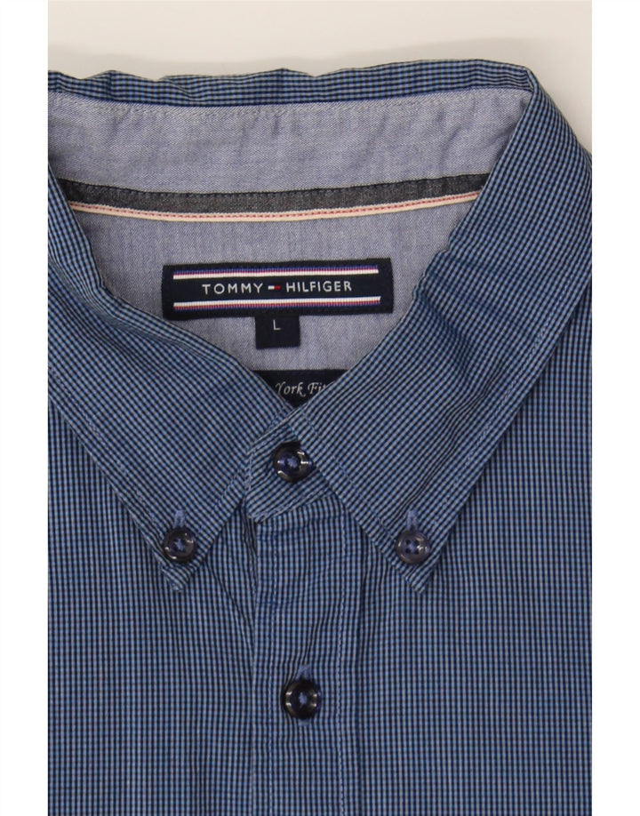 TOMMY HILFIGER Mens Shirt Large Blue Check Cotton Vintage Tommy Hilfiger and Second-Hand Tommy Hilfiger from Messina Hembry 