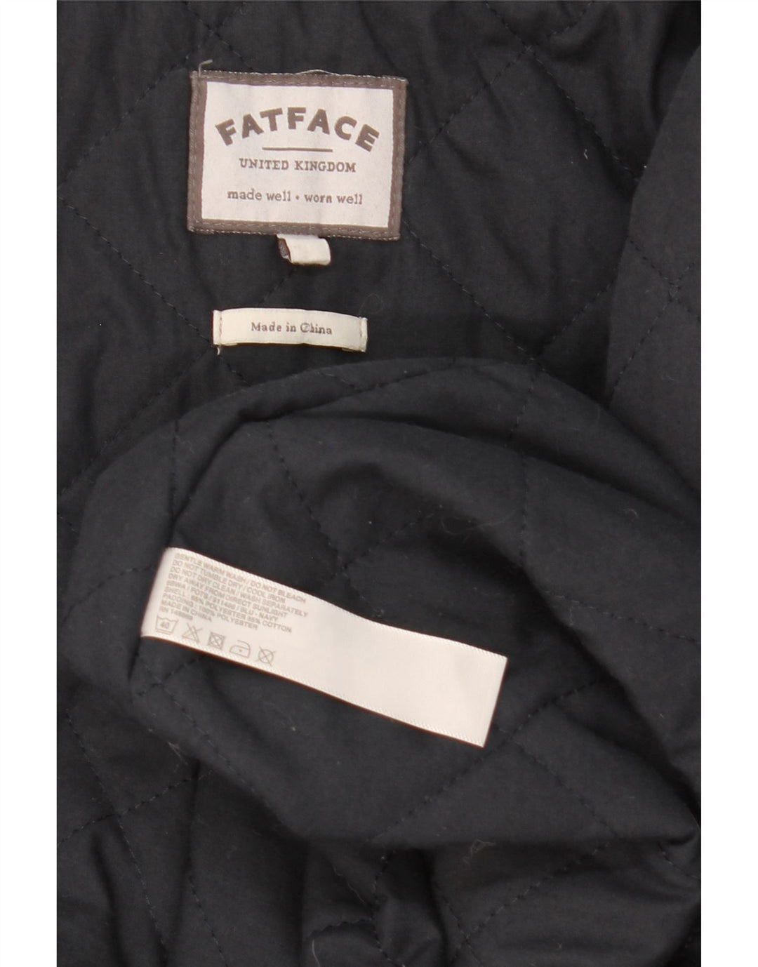 Fat Face Dame Hooded Parka Jacket UK 14 Medium Navy Blue Polyester